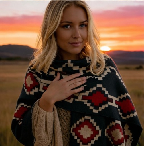 Ruana - Lana Tejida -